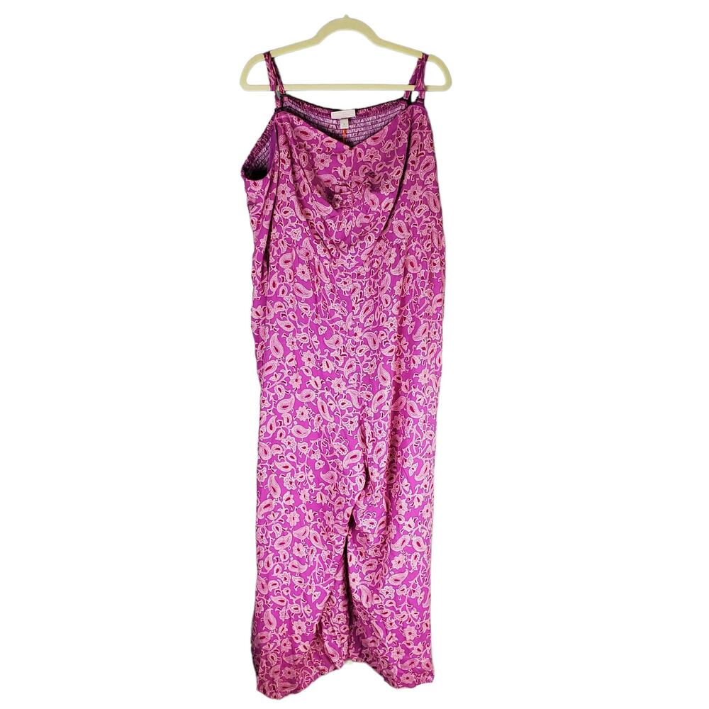Knox Rose Women's Magenta Floral Print Sleeveless Jumpsuit Size 4X